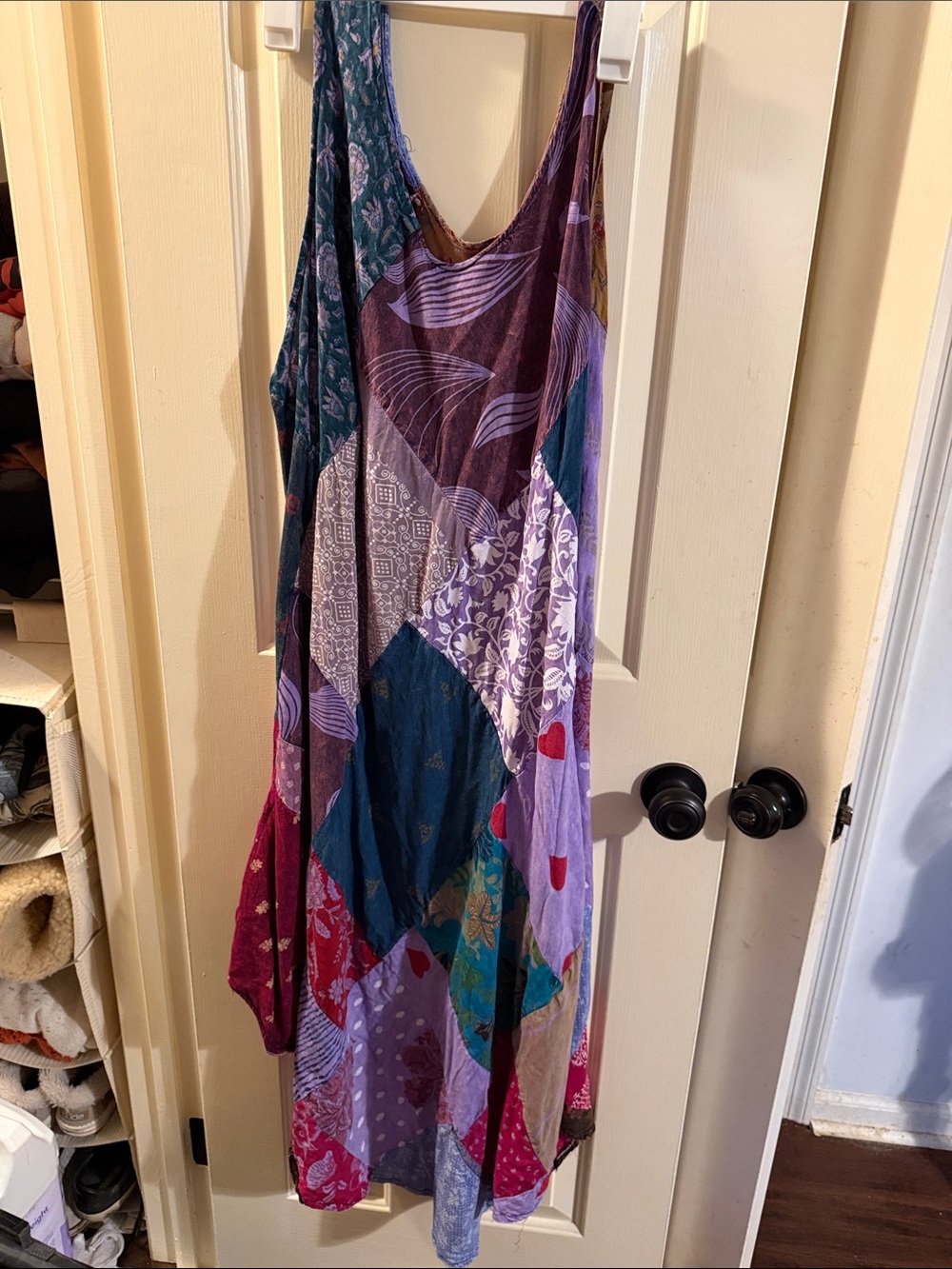 Patchwork Multicolor Maxi Dress - Purple & Teal